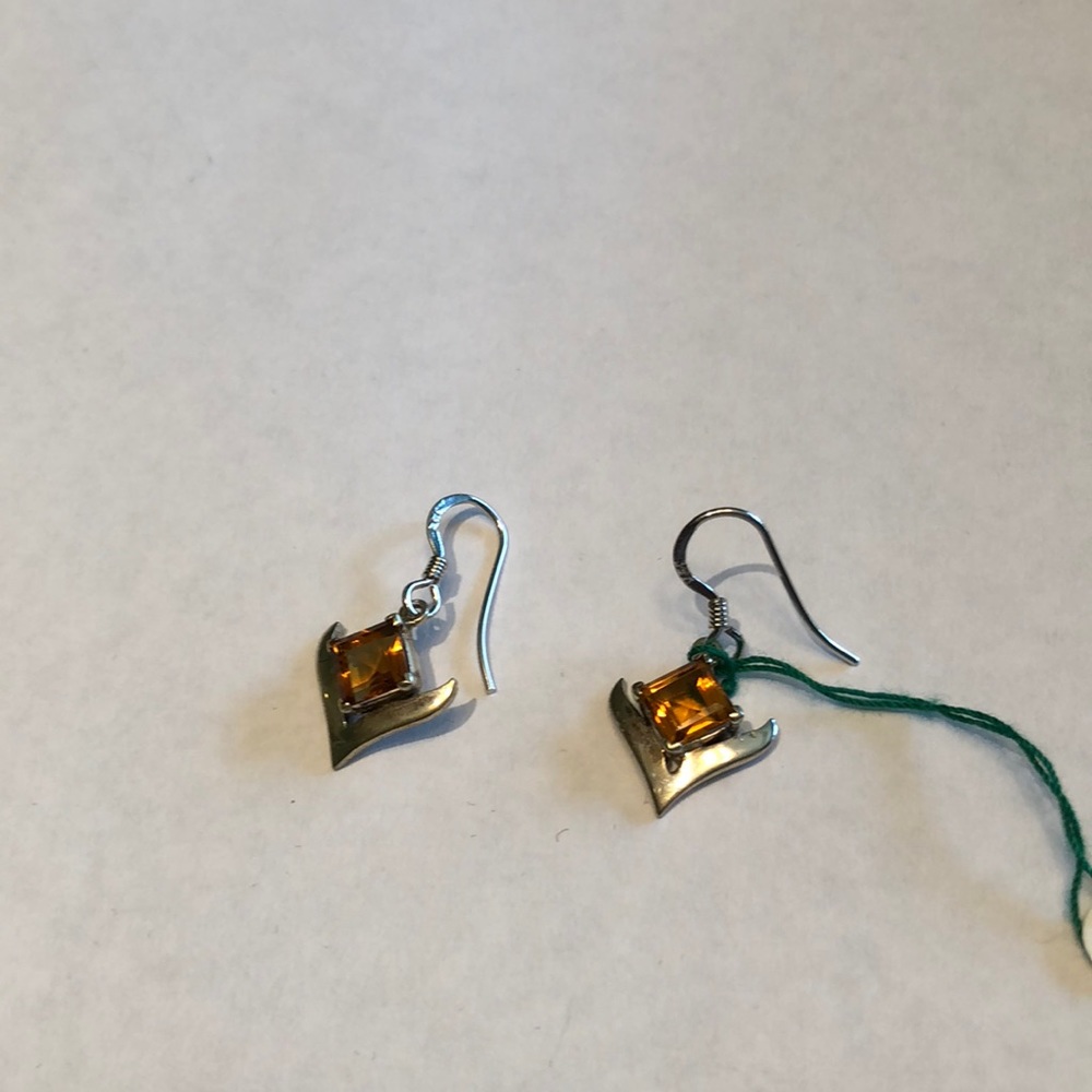Silver and Citrine drop earrings